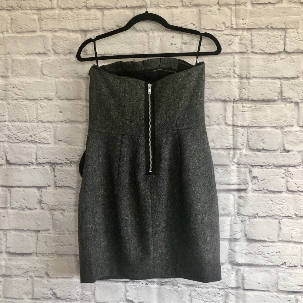 7 For All Mankind Gray Wool Strapless Mini Dress - Picture 6 of 8